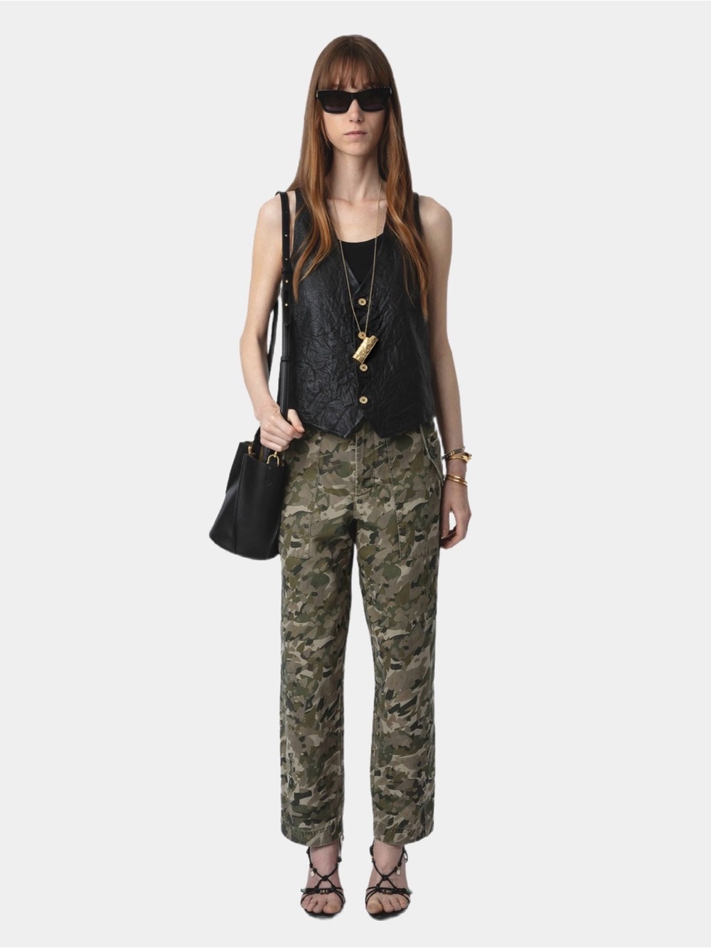 Zadig & Voltaire Pilote Canvas Camo Pants Women's Straight-Leg  - Green/Khaki